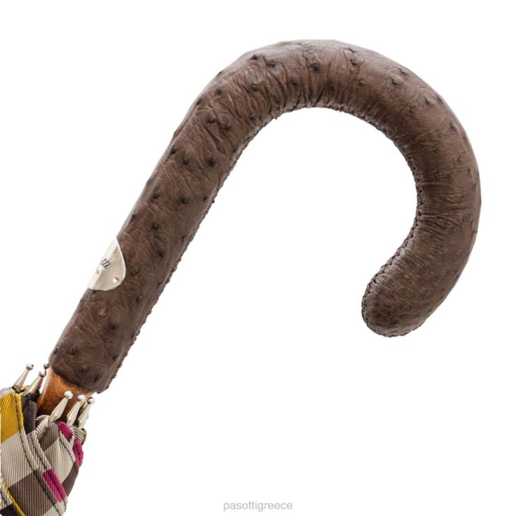 ομπρέλα | PASOTTI 142 venez-4 s - ριγέ ομπρέλα με λαβή από δέρμα στρουθοκαμήλου 2N6B897 άνδρες